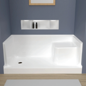 BWB SHOWER BASE with Seat for Acrylic Walls